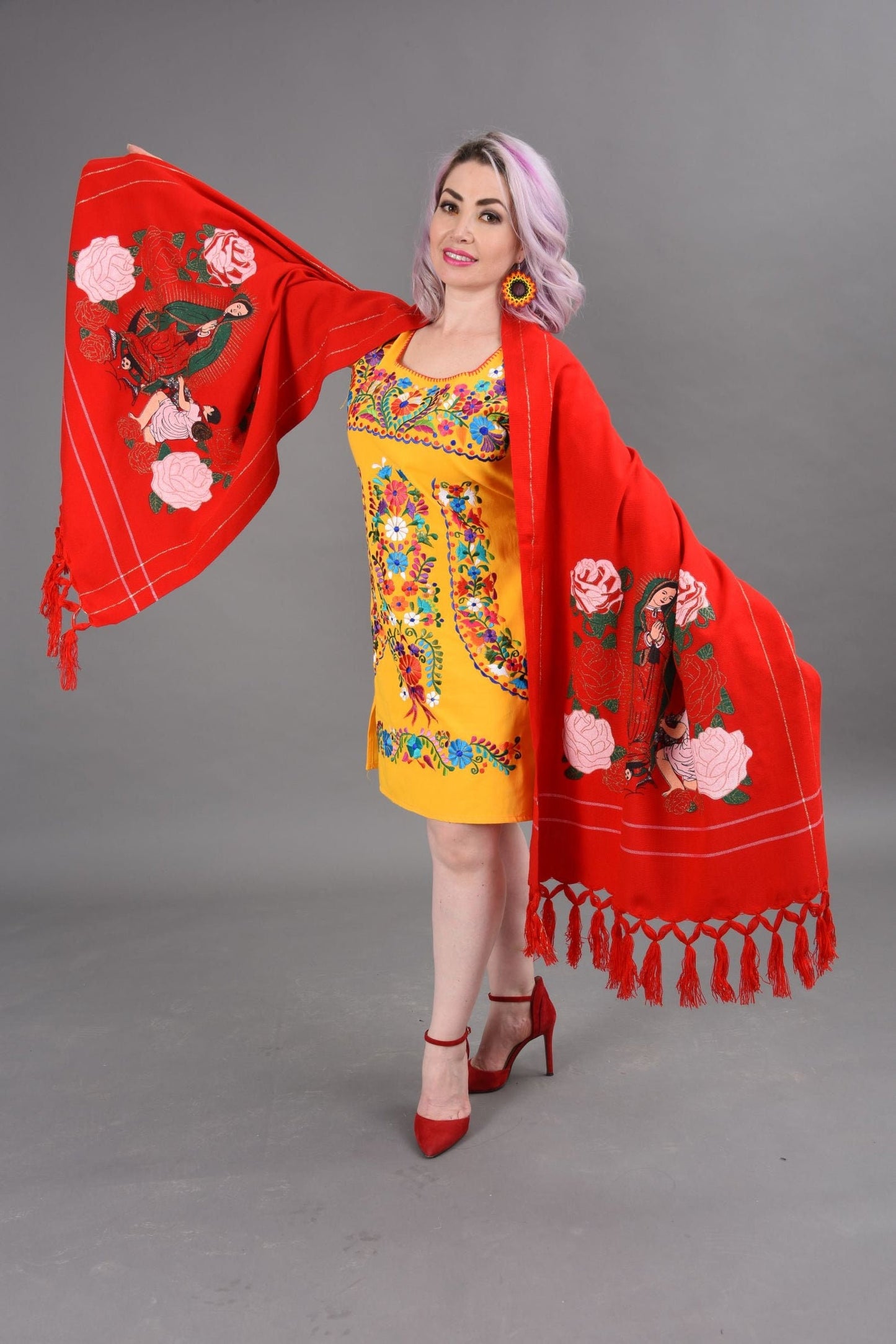 Vestido Mexican con Flores /Mexican Embroidery Dress with Flowers199