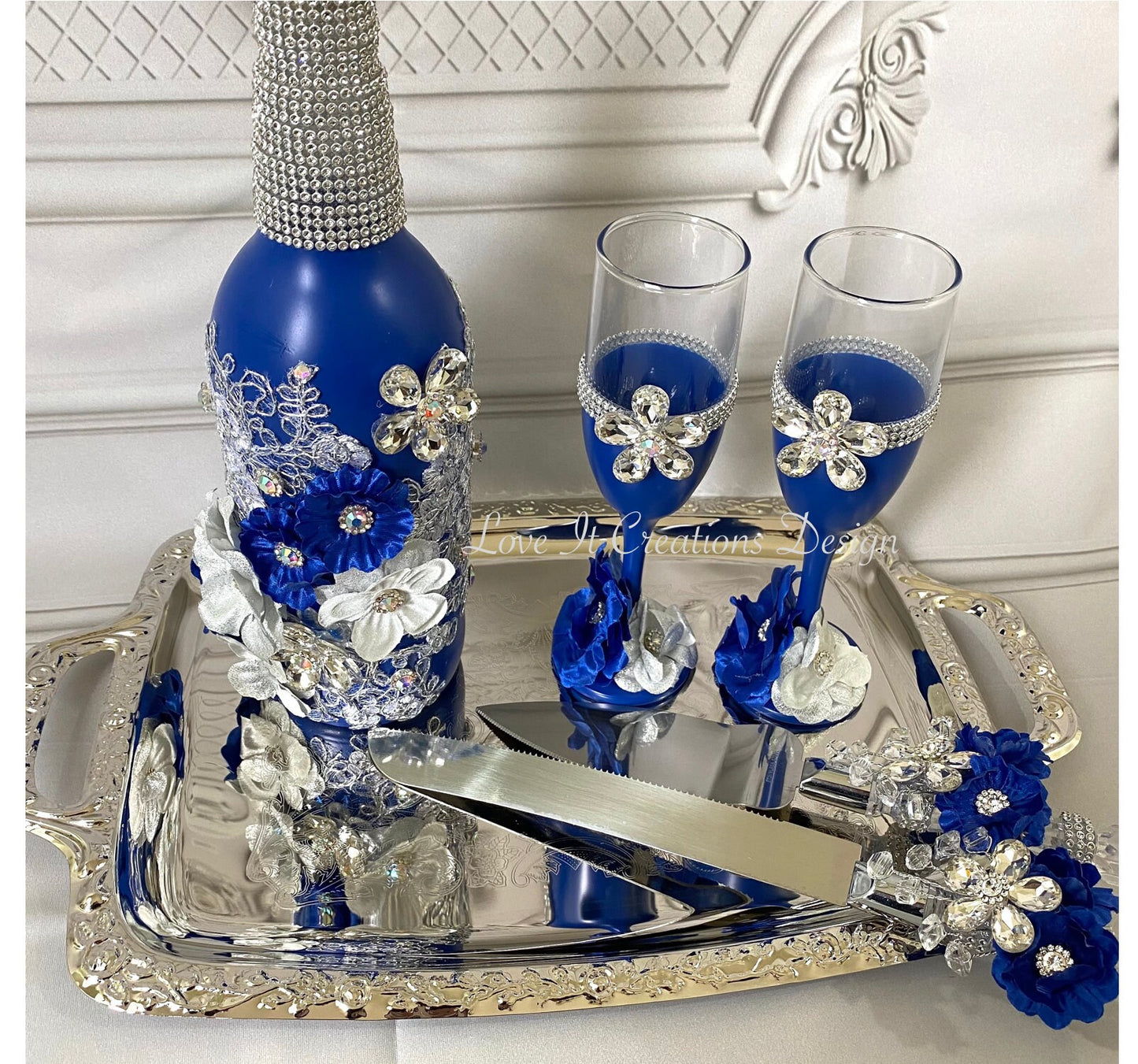Wedding/Quinceniera Champagne Set of 2 with Cake Knife & Server Set included297