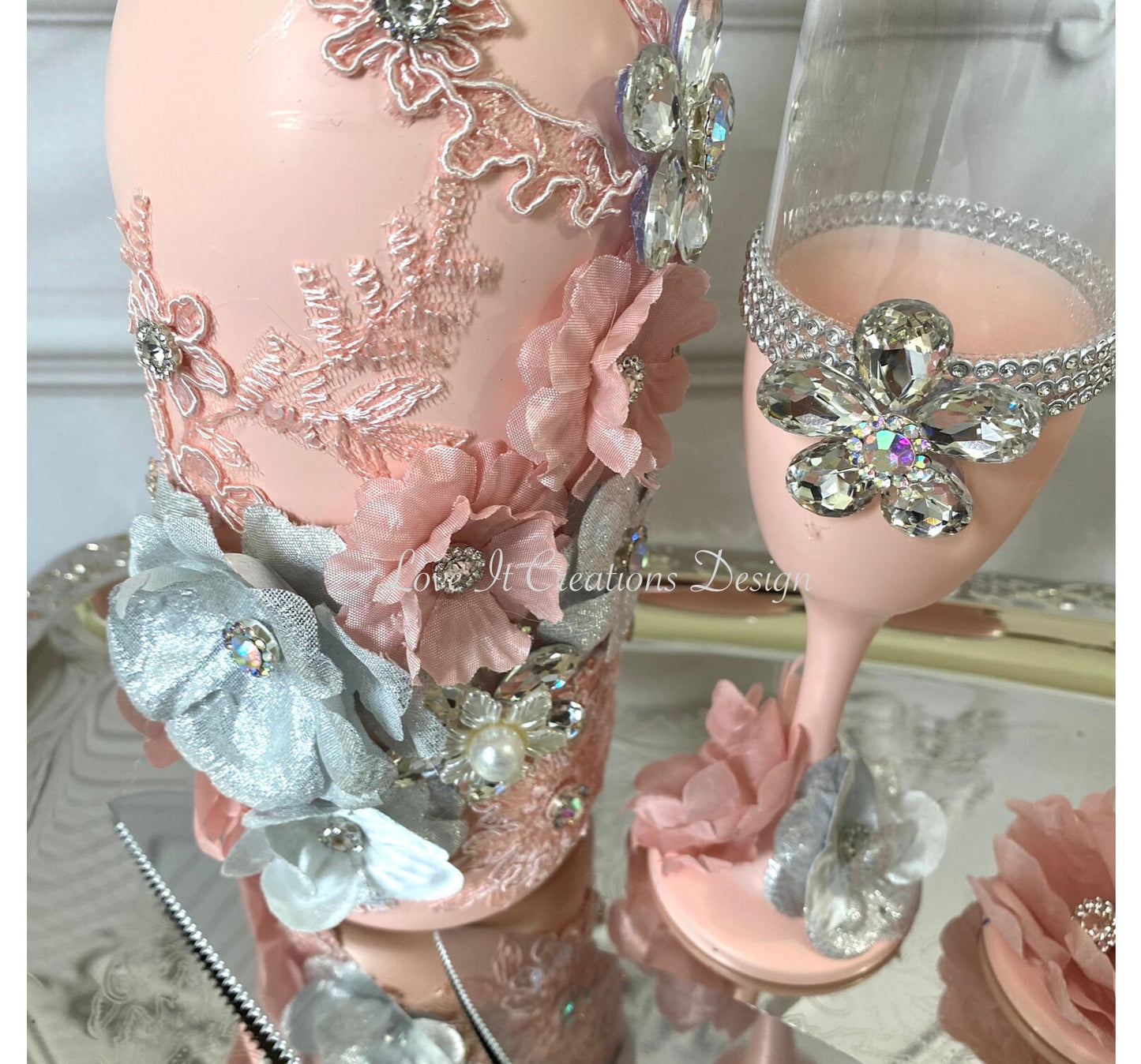 Wedding/Quinceniera Champagne Set of 2 with Cake Knife & Server Set included296