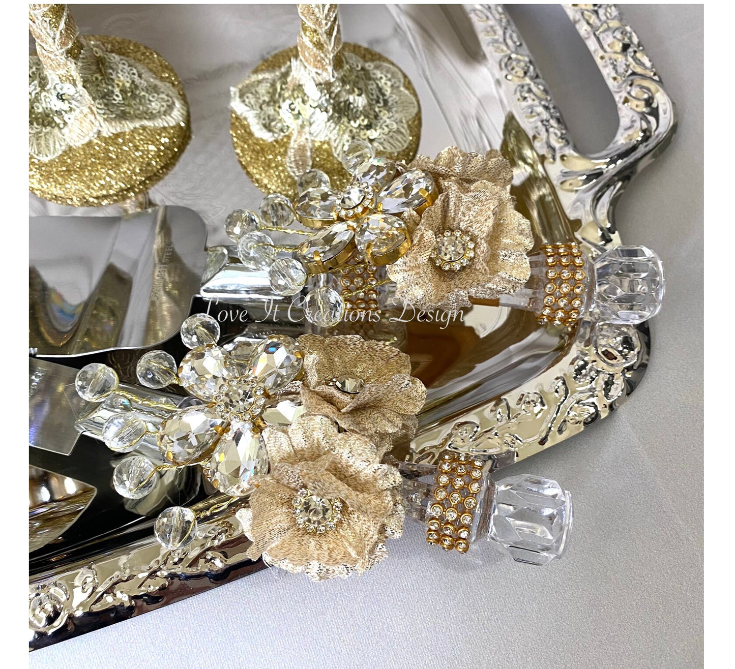 Wedding/Quinceniera Champagne Set of 2 with Cake Knife & Server Set included295
