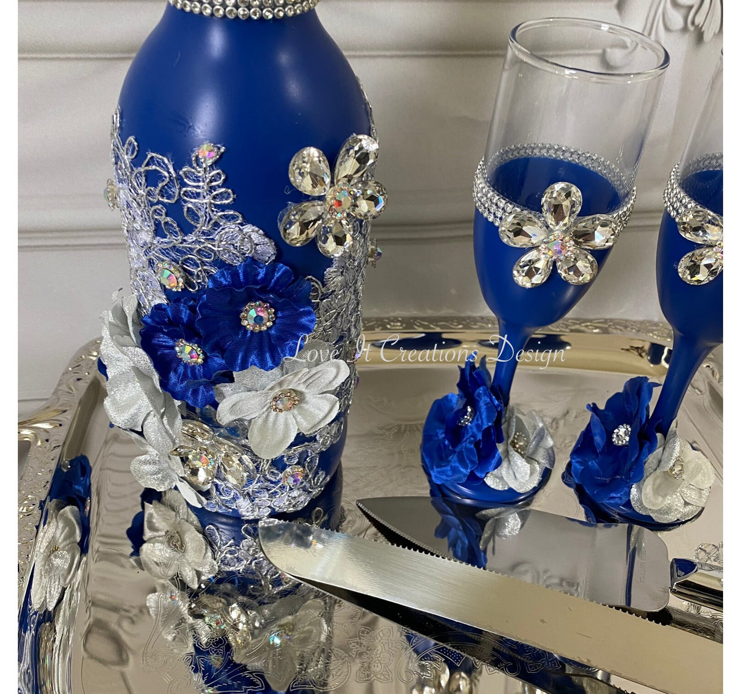 Wedding/Quinceniera Champagne Set of 2 with Cake Knife & Server Set included297