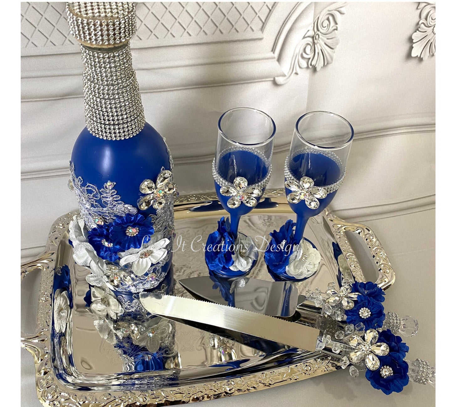 Wedding/Quinceniera Champagne Set of 2 with Cake Knife & Server Set included297