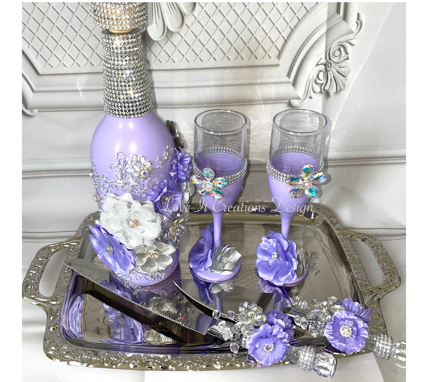 Wedding/Quinceniera Champagne Set of 2 with Cake Knife & Server Set included299