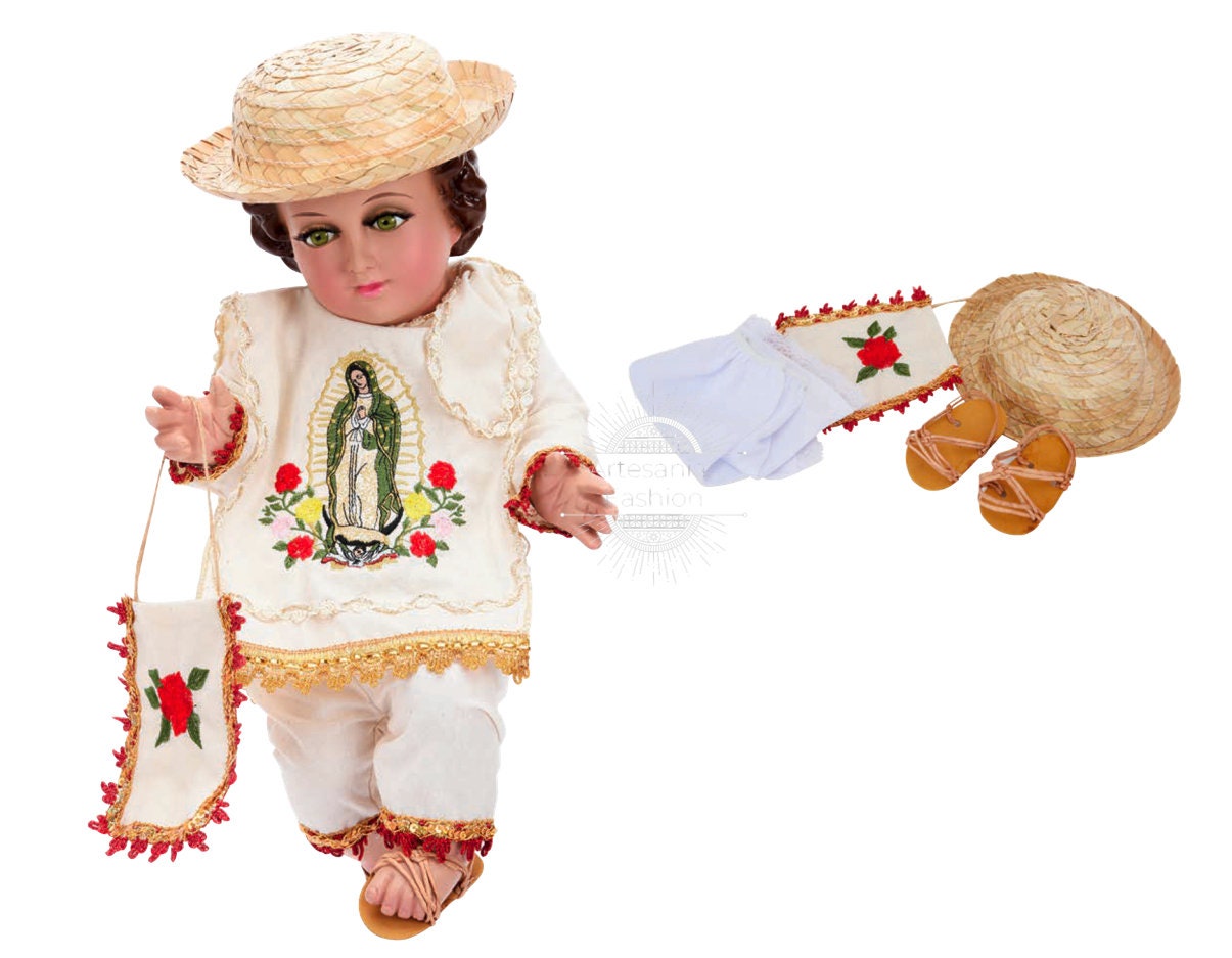 Trajecito de Juan Diego para Nino Dios con accesorios Incluidos/Baby Jesus Outfit/ Ropon de Nino Dios/Traje para Nino Dios42