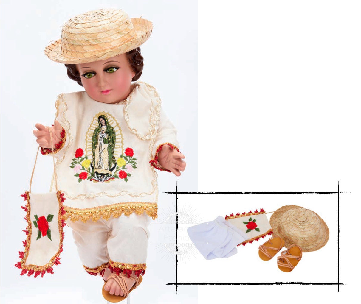 Trajecito de Juan Diego para Nino Dios con accesorios Incluidos/Baby Jesus Outfit/ Ropon de Nino Dios/Traje para Nino Dios42