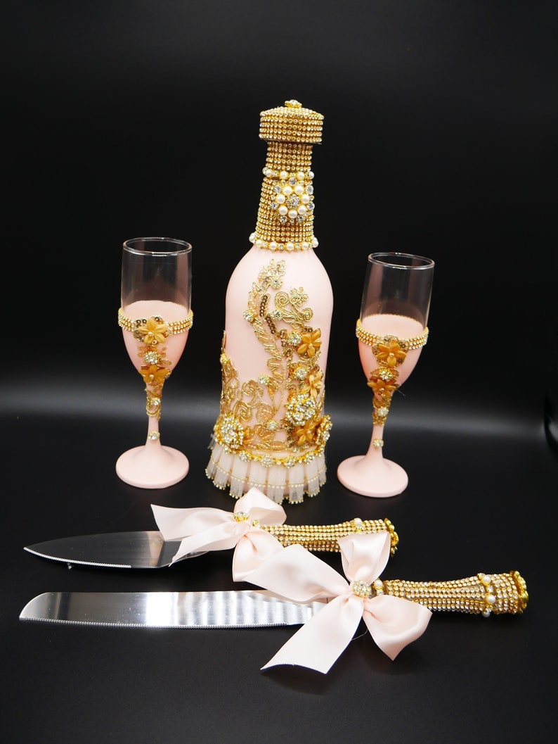 Wedding/Quinceniera Champagne Set of 2 with Cake Knife & Server Set included494