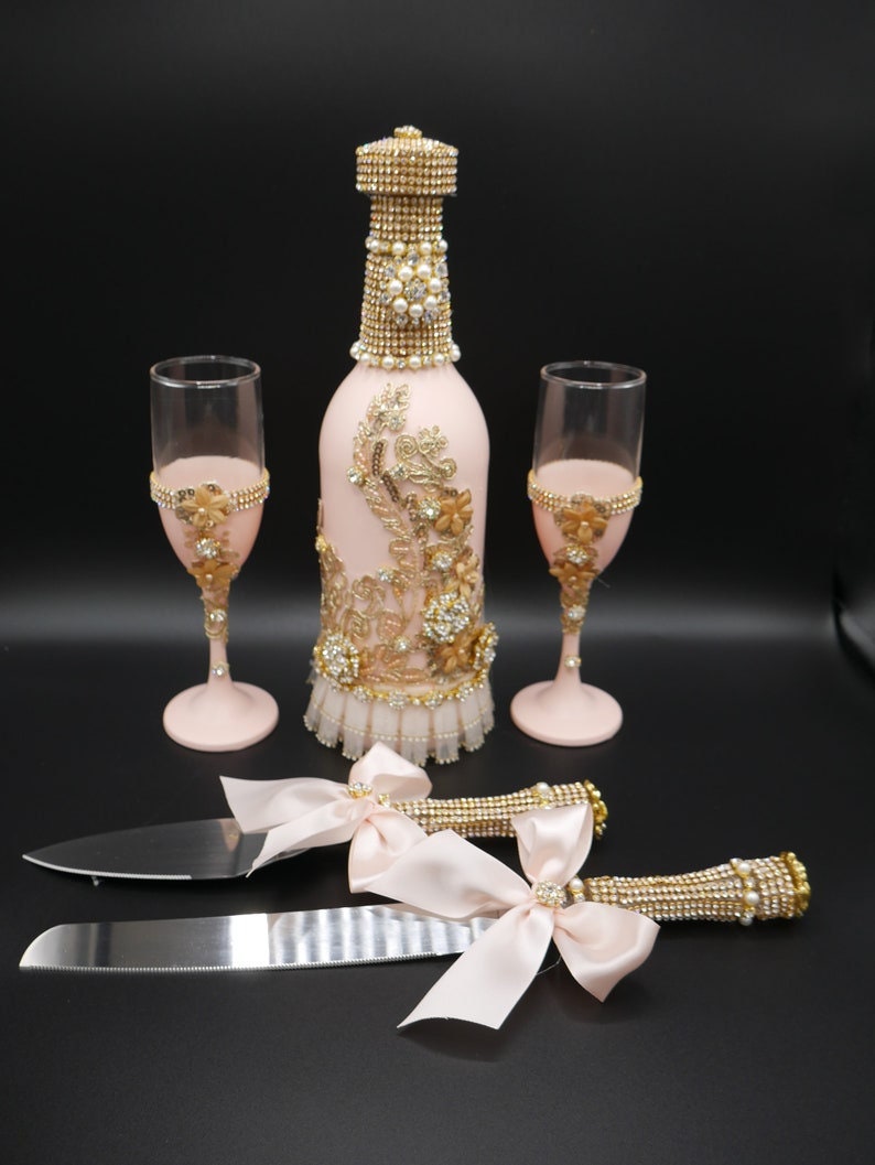 Wedding/Quinceniera Champagne Set of 2 with Cake Knife & Server Set included494