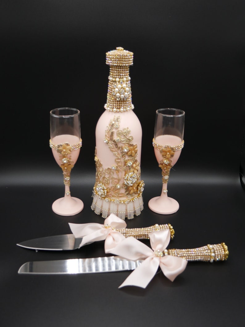 Wedding/Quinceniera Champagne Set of 2 with Cake Knife & Server Set included494