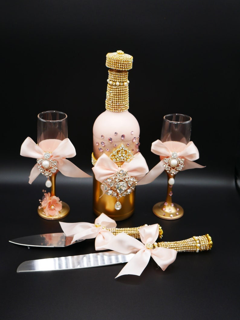 Wedding/Quinceniera Champagne Set of 2 with Cake Knife & Server Set included493
