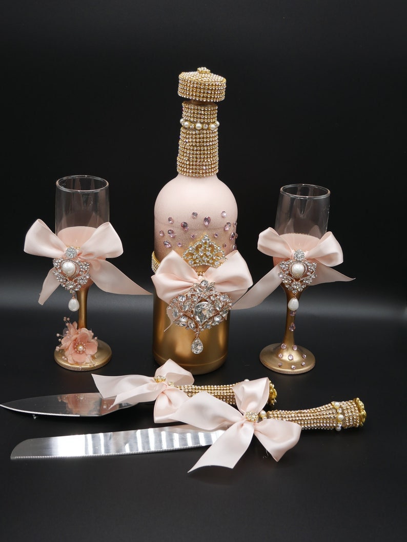 Wedding/Quinceniera Champagne Set of 2 with Cake Knife & Server Set included493