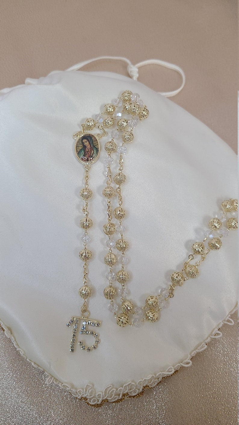 Beautiful Rosary for First Communion, Confirmation, Quinceanera, Rosario para Quinceanero, Rosarie Quinceanos Favors Sweet Sixteen14