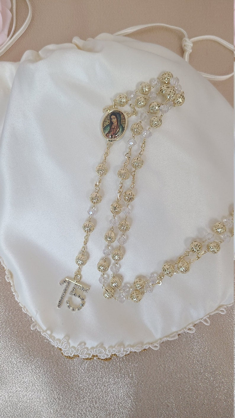 Beautiful Rosary for First Communion, Confirmation, Quinceanera, Rosario para Quinceanero, Rosarie Quinceanos Favors Sweet Sixteen14