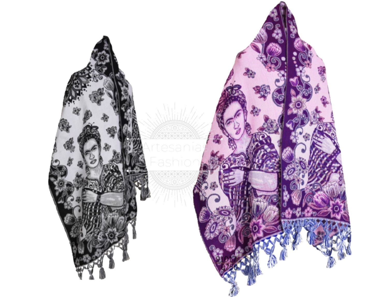 Rebozo Mexican con Imagen de Frida, Mexican shawl with image of Frida, Frida Shawl, Mexican Shawl138