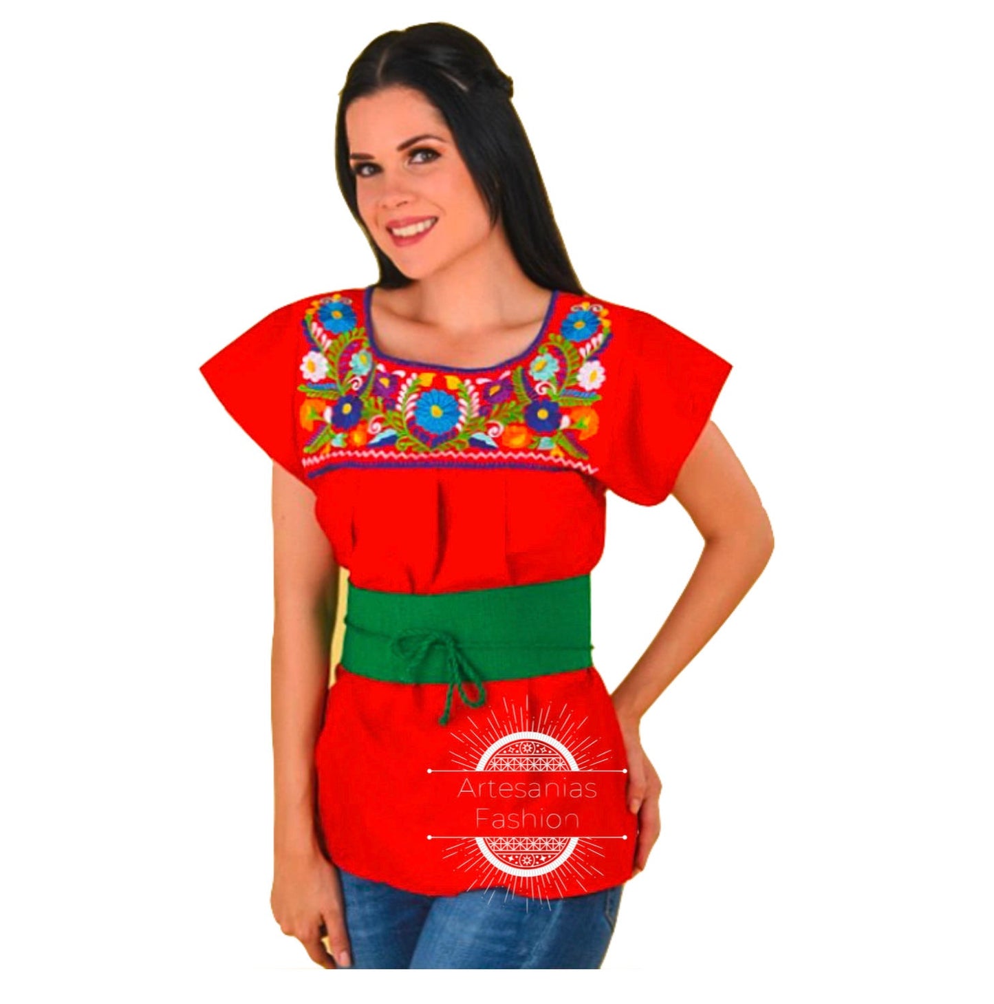 Blusa Mexican con Flores /Mexican Embroidery Blusa de Manta bordada a mano Blusa Tradicional Mexicana Embroidery shirt Mexican Flora Blouse190