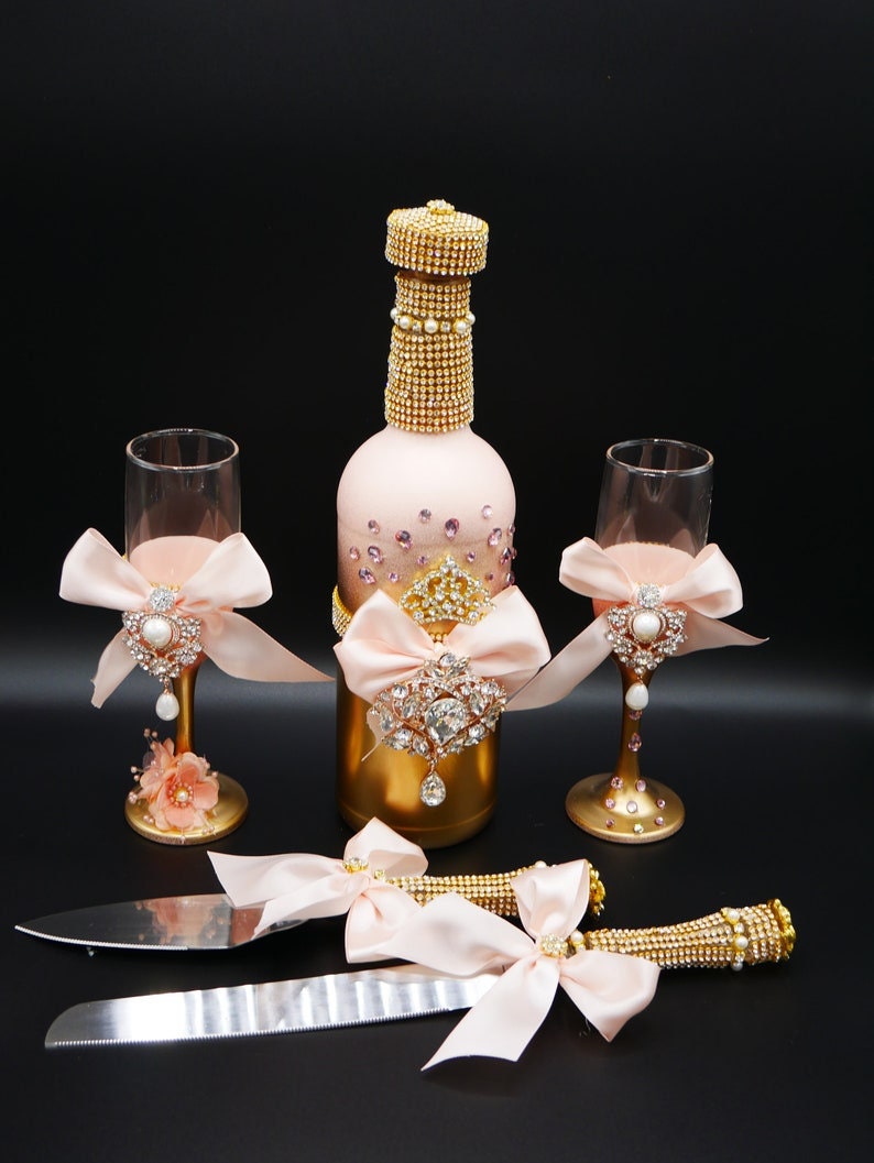 Wedding/Quinceniera Champagne Set of 2 with Cake Knife & Server Set included493