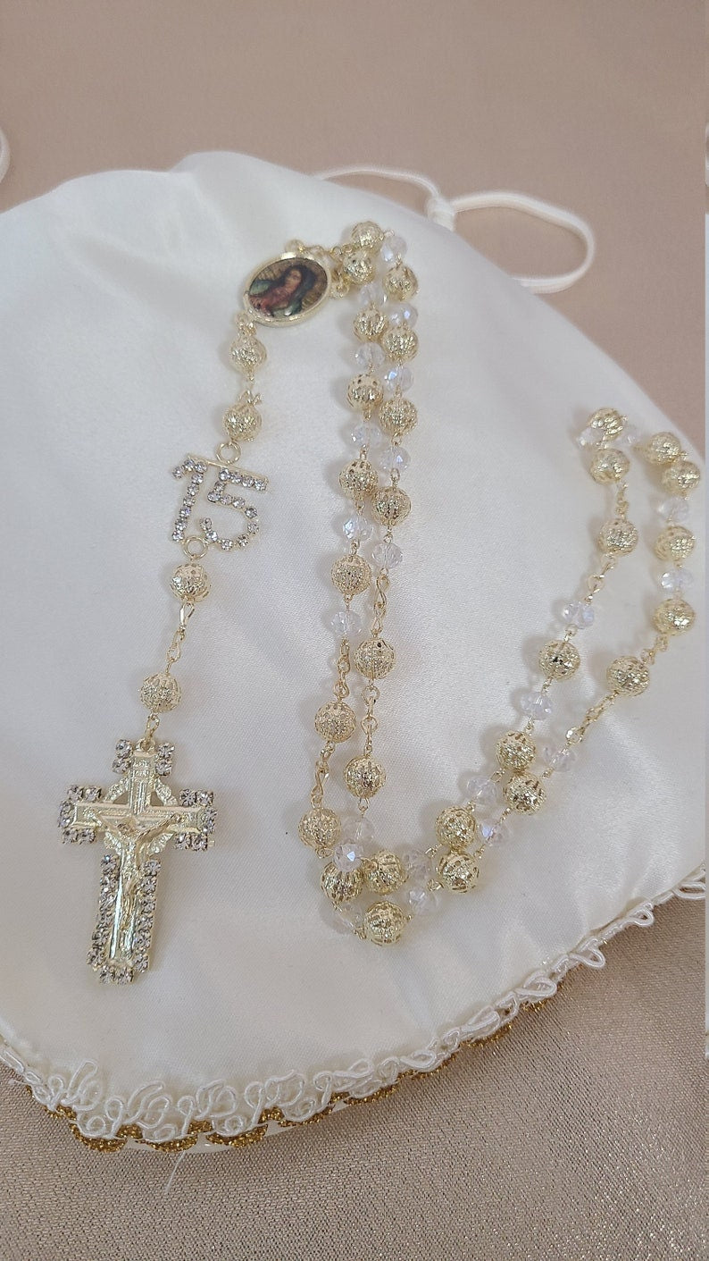 Beautiful Rosary for First Communion, Confirmation, Quinceanera, Rosario para Quinceanero, Rosarie Quinceanos Favors Sweet Sixteen3