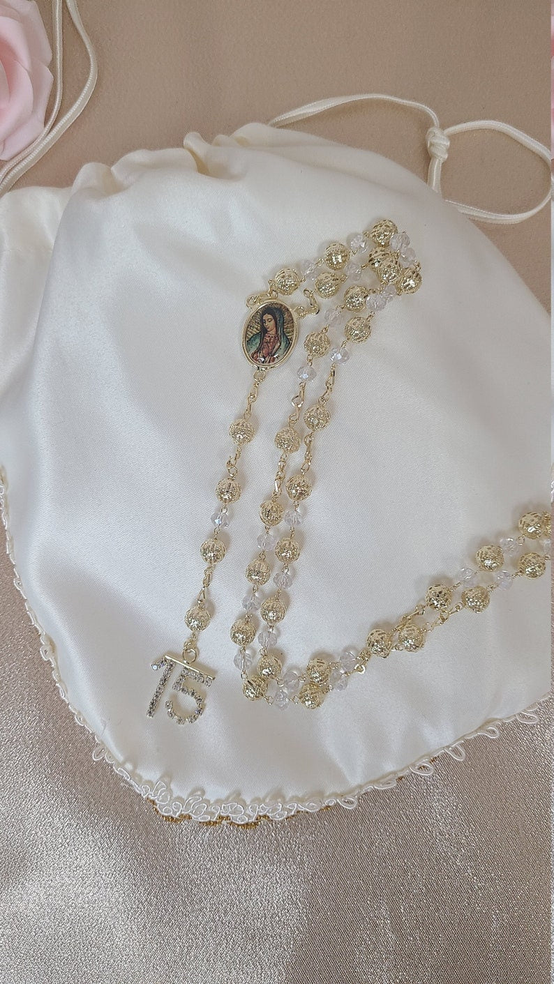Beautiful Rosary for First Communion, Confirmation, Quinceanera, Rosario para Quinceanero, Rosarie Quinceanos Favors Sweet Sixteen14
