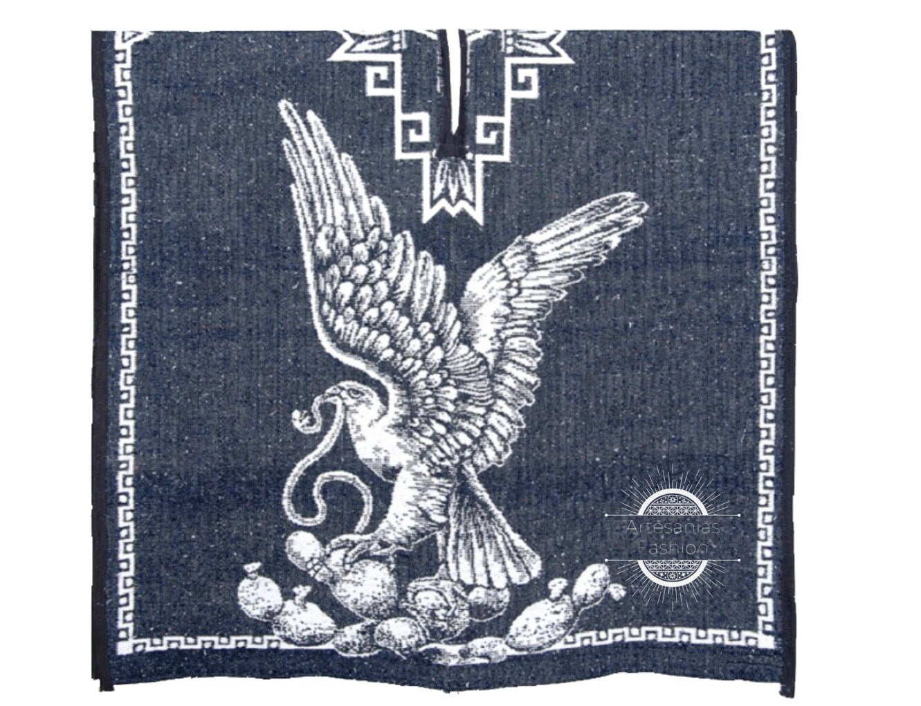 Mexican Poncho, Mexican Poncho with Aztec Calendar, Virgen de Guadalupe, Amor Eternoy Pancho, Handmade Serape Poncho One-Size Adult Poncho81