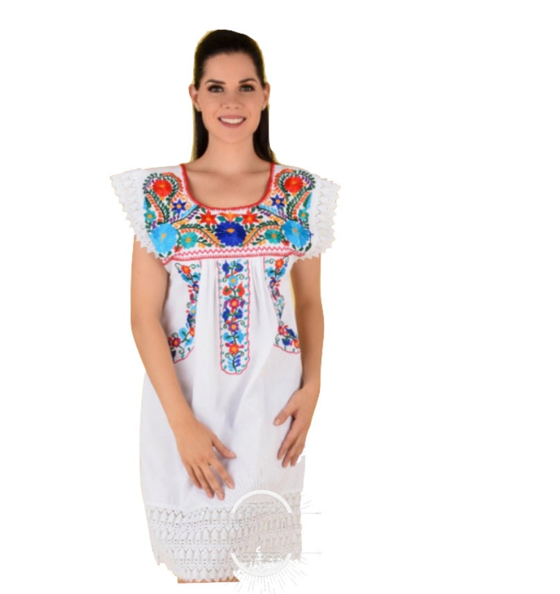 Vestido Mexican con Flores /Mexican Embroidery Dress with Flowers169