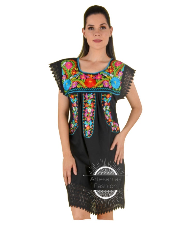 Vestido Mexican con Flores /Mexican Embroidery Dress with Flowers169