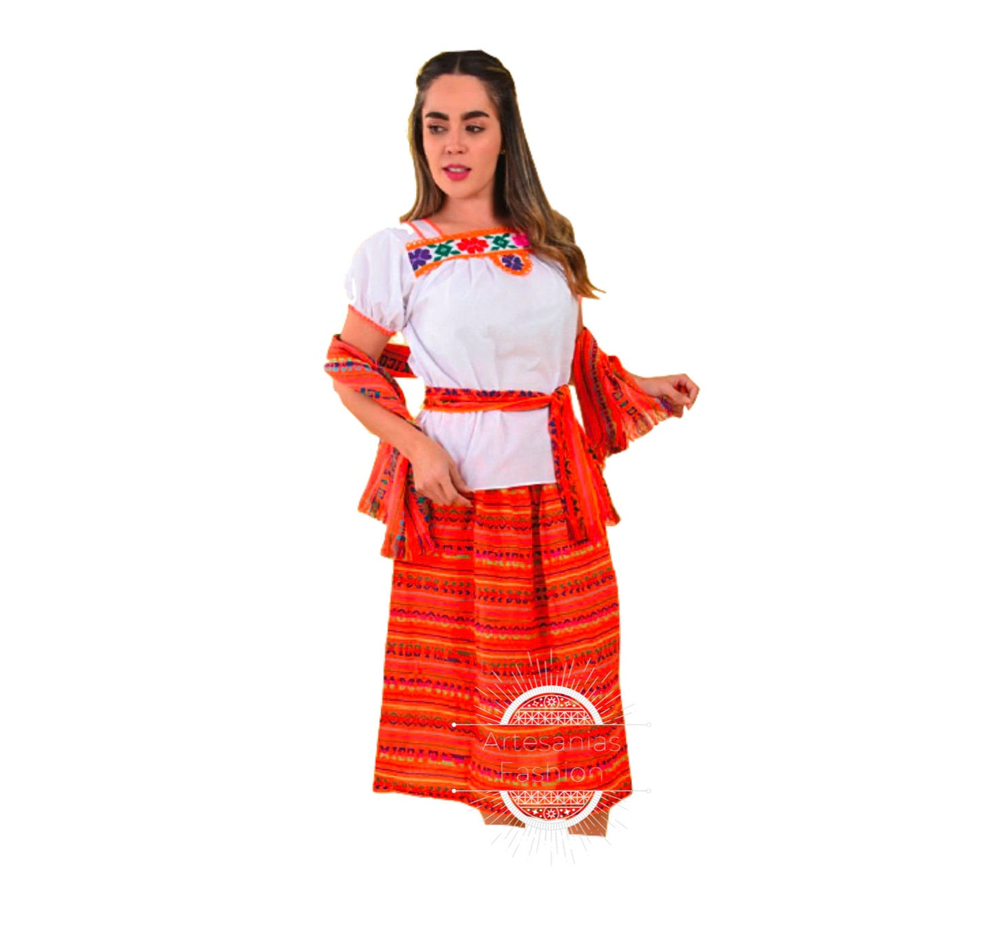 Vestido de Indiana con Flores Bordado a mano en tela de manta Traje de Indita59