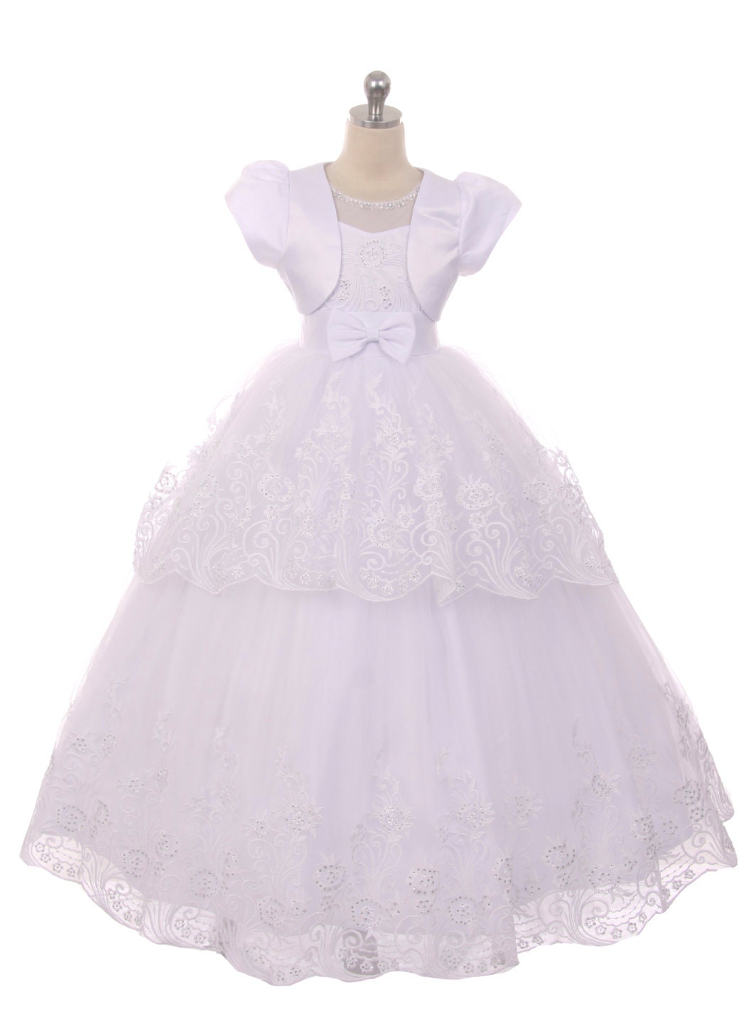 First Communion Dress/Vestido de Primera Communion/First Communion Dress with Lace White Flower Girl Communion Gown | Holy Communion Dress59