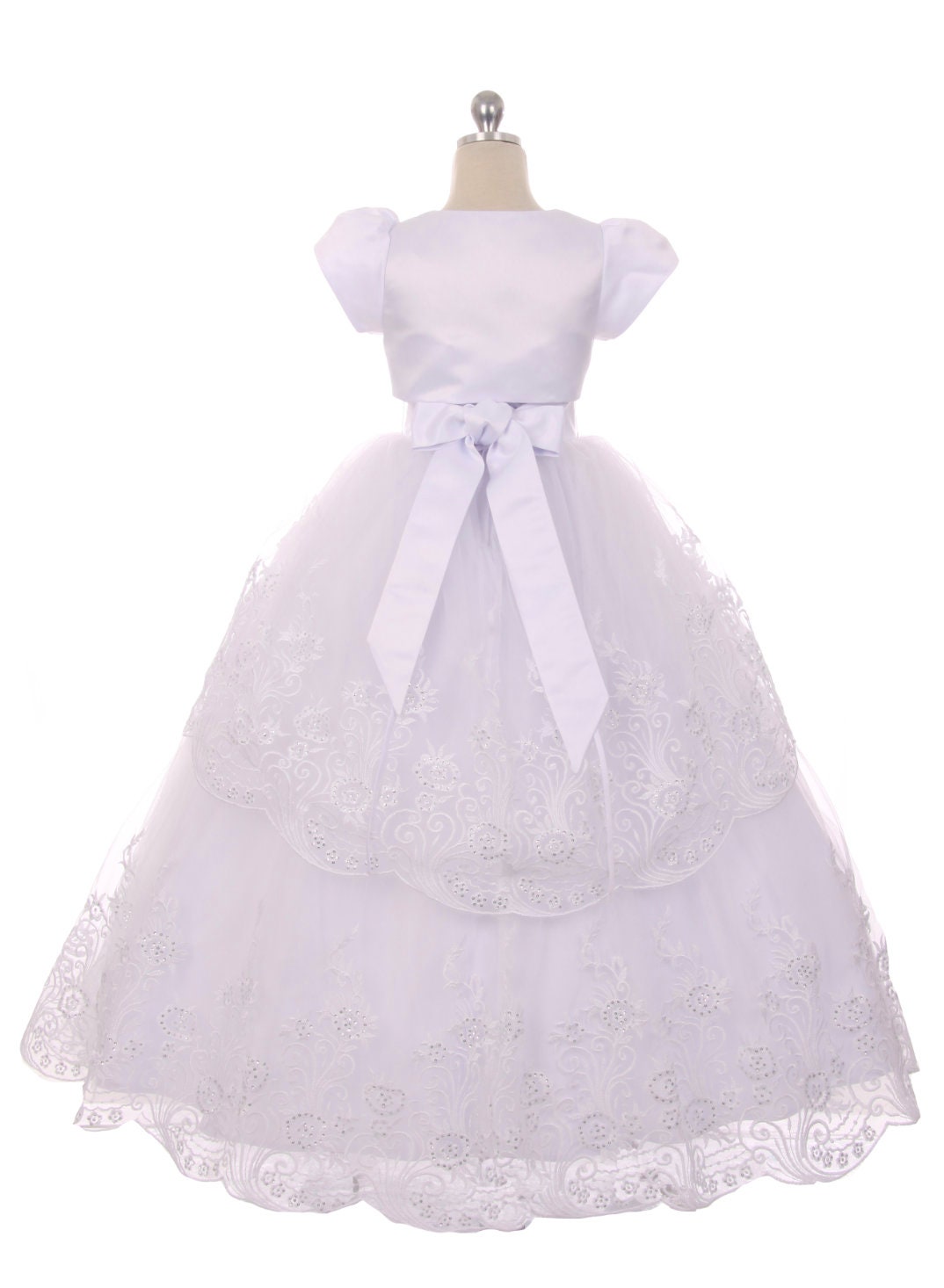 First Communion Dress/Vestido de Primera Communion/First Communion Dress with Lace White Flower Girl Communion Gown | Holy Communion Dress59