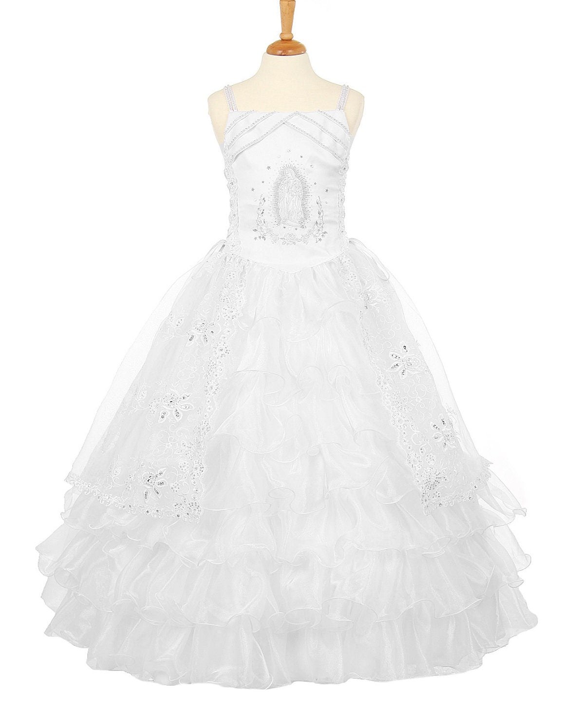 First Communion Dress/Vestido de Primera Communion/First Communion Dress with Lace White Flower Girl Communion Gown | Holy Communion Dress65