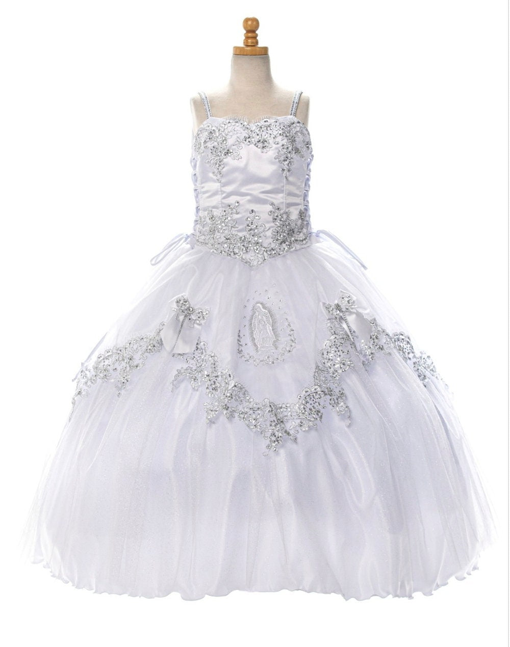First Communion Dress/Vestido de Primera Communion/First Communion Dress with Lace White Flower Girl Communion Gown | Holy Communion Dress56