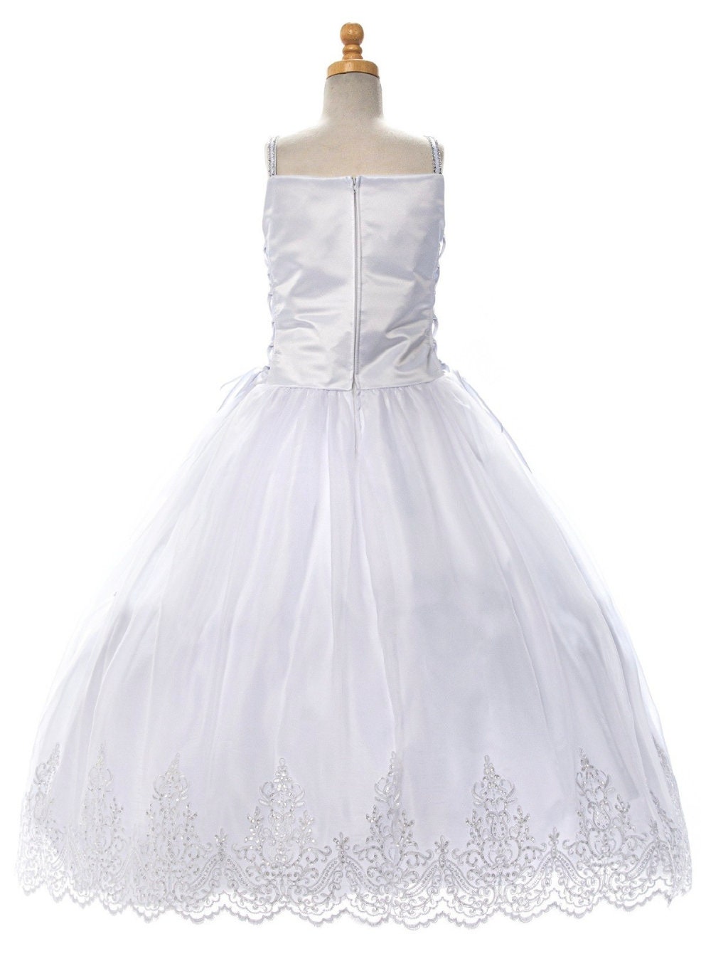 First Communion Dress/Vestido de Primera Communion/First Communion Dress with Lace White Flower Girl Communion Gown | Holy Communion Dress55
