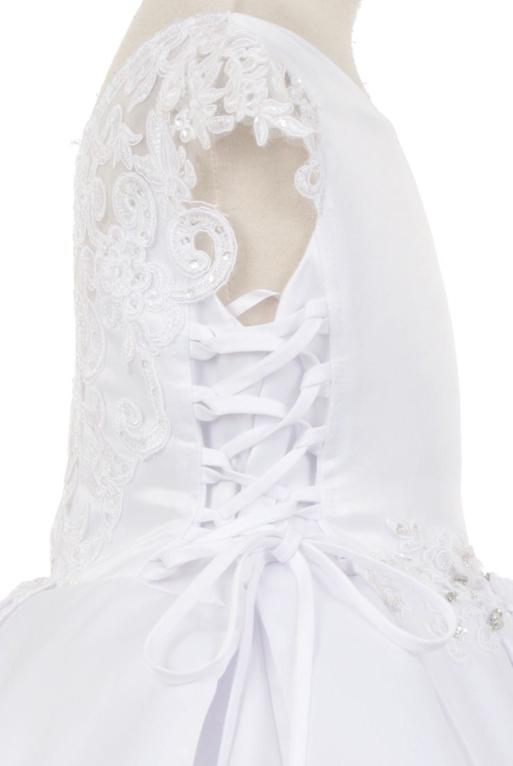 First Communion Dress/Vestido de Primera Communion/First Communion Dress with Lace White Flower Girl Communion Gown | Holy Communion Dress60