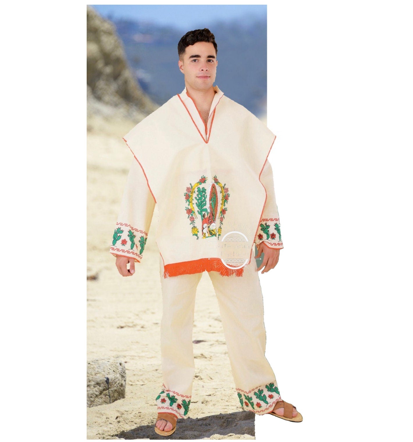Traje de Indito para Nino y Adulto con Imagen de la Virgen de Guadalupe de Manta Traje Indito Juan Diego, Baby Boy Juan Diego Outfit3