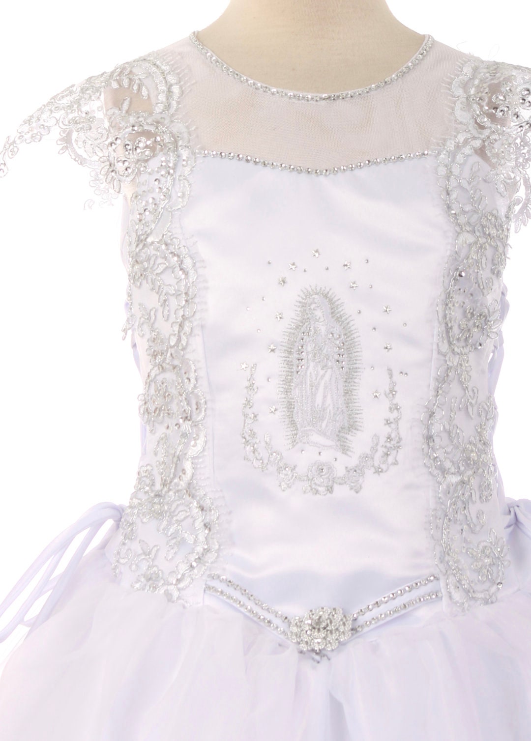 First Communion Dress/Vestido de Primera Communion/First Communion Dress with Lace White Flower Girl Communion Gown | Holy Communion Dress61