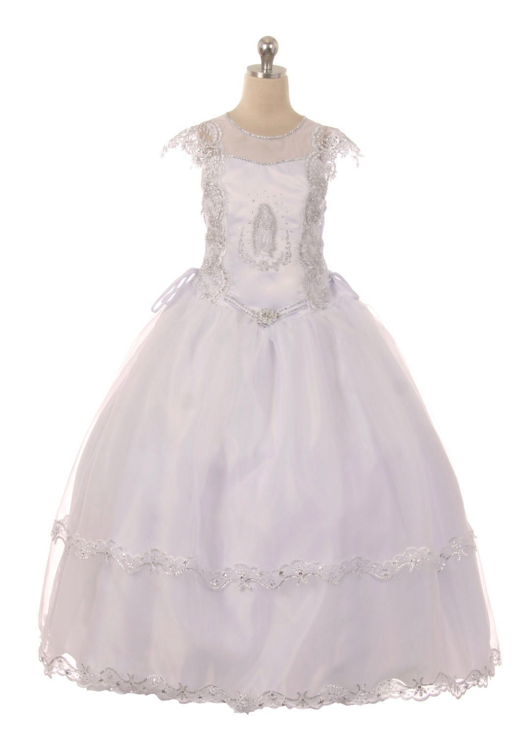 First Communion Dress/Vestido de Primera Communion/First Communion Dress with Lace White Flower Girl Communion Gown | Holy Communion Dress61
