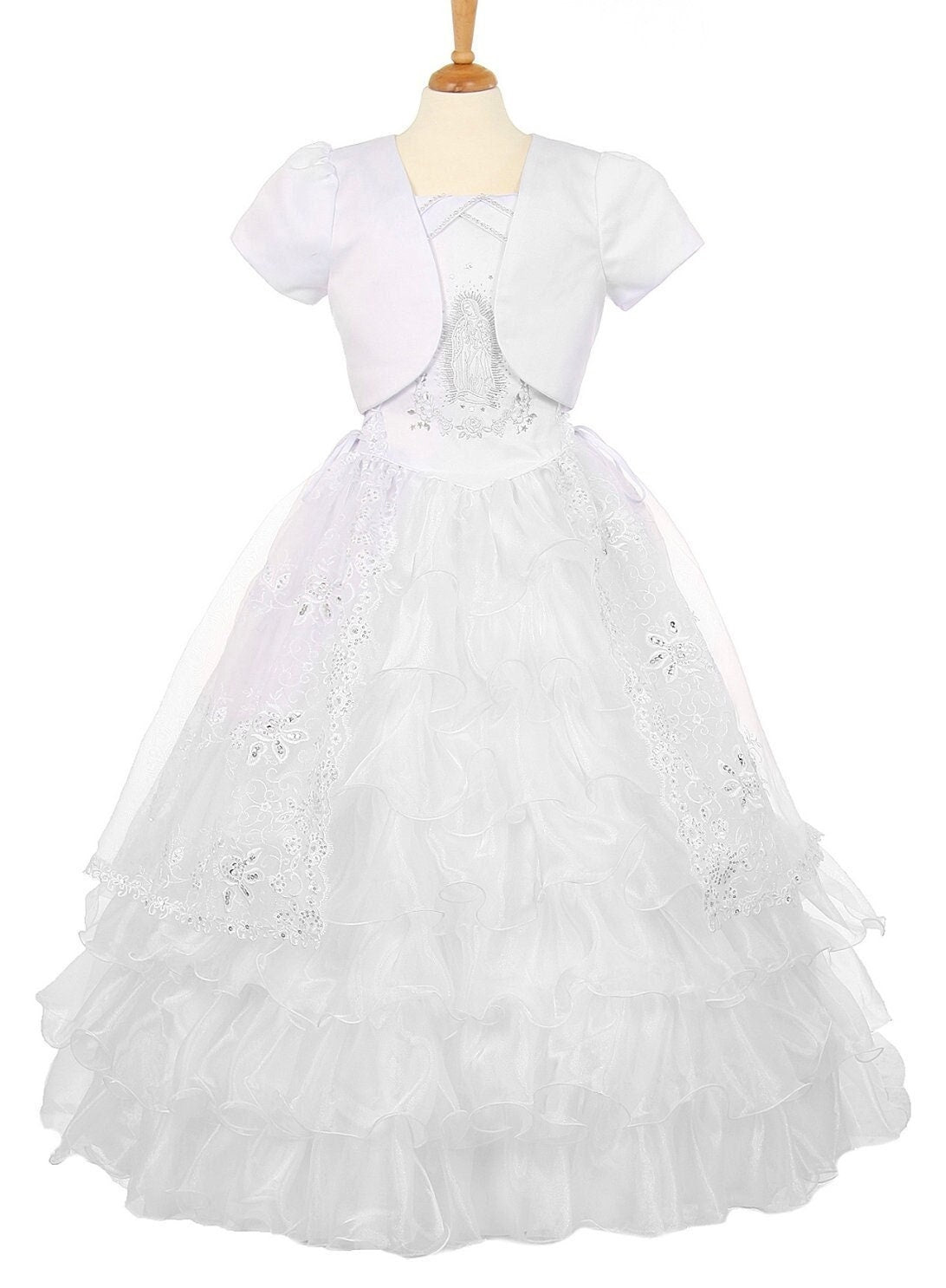 First Communion Dress/Vestido de Primera Communion/First Communion Dress with Lace White Flower Girl Communion Gown | Holy Communion Dress65