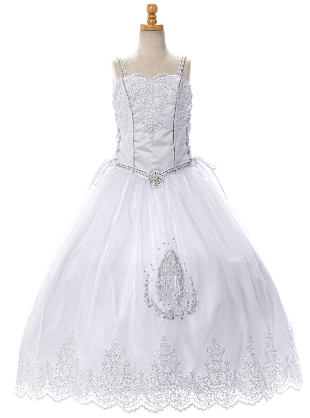 First Communion Dress/Vestido de Primera Communion/First Communion Dress with Lace White Flower Girl Communion Gown | Holy Communion Dress55