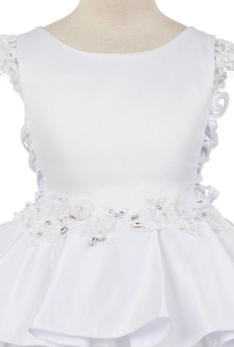 First Communion Dress/Vestido de Primera Communion/First Communion Dress with Lace White Flower Girl Communion Gown | Holy Communion Dress60