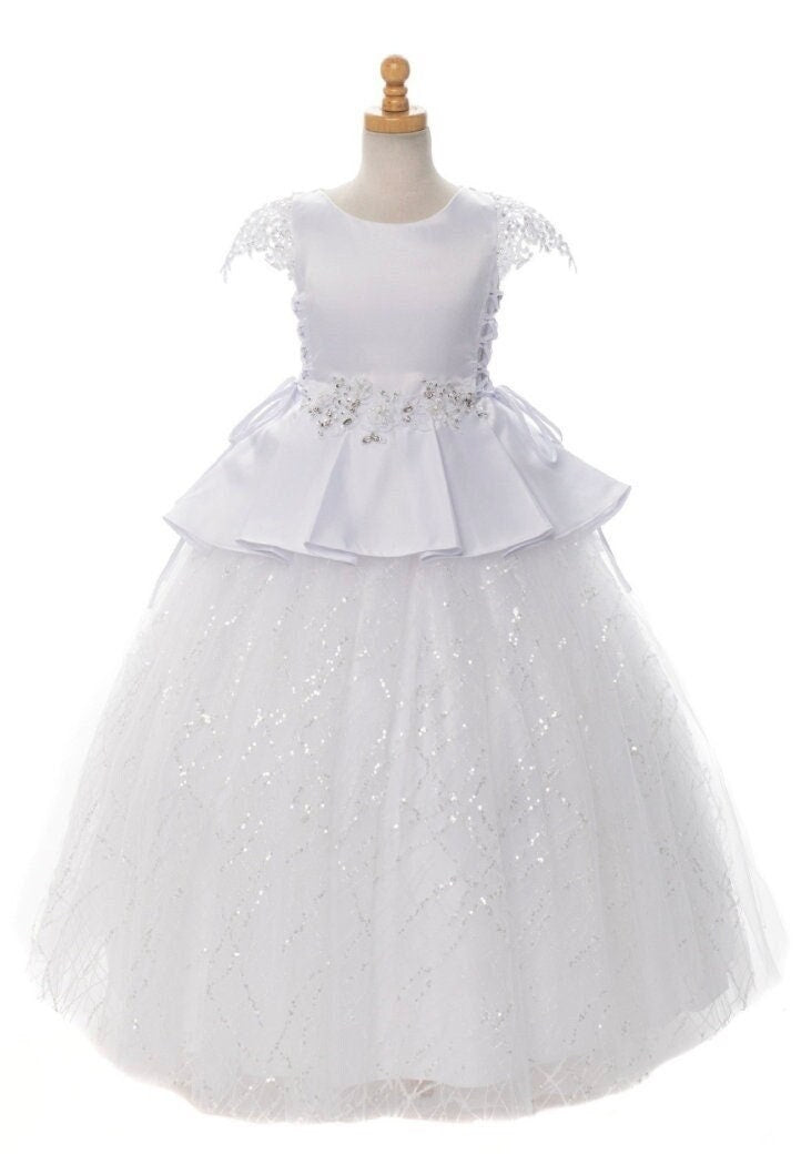 First Communion Dress/Vestido de Primera Communion/First Communion Dress with Lace White Flower Girl Communion Gown | Holy Communion Dress60