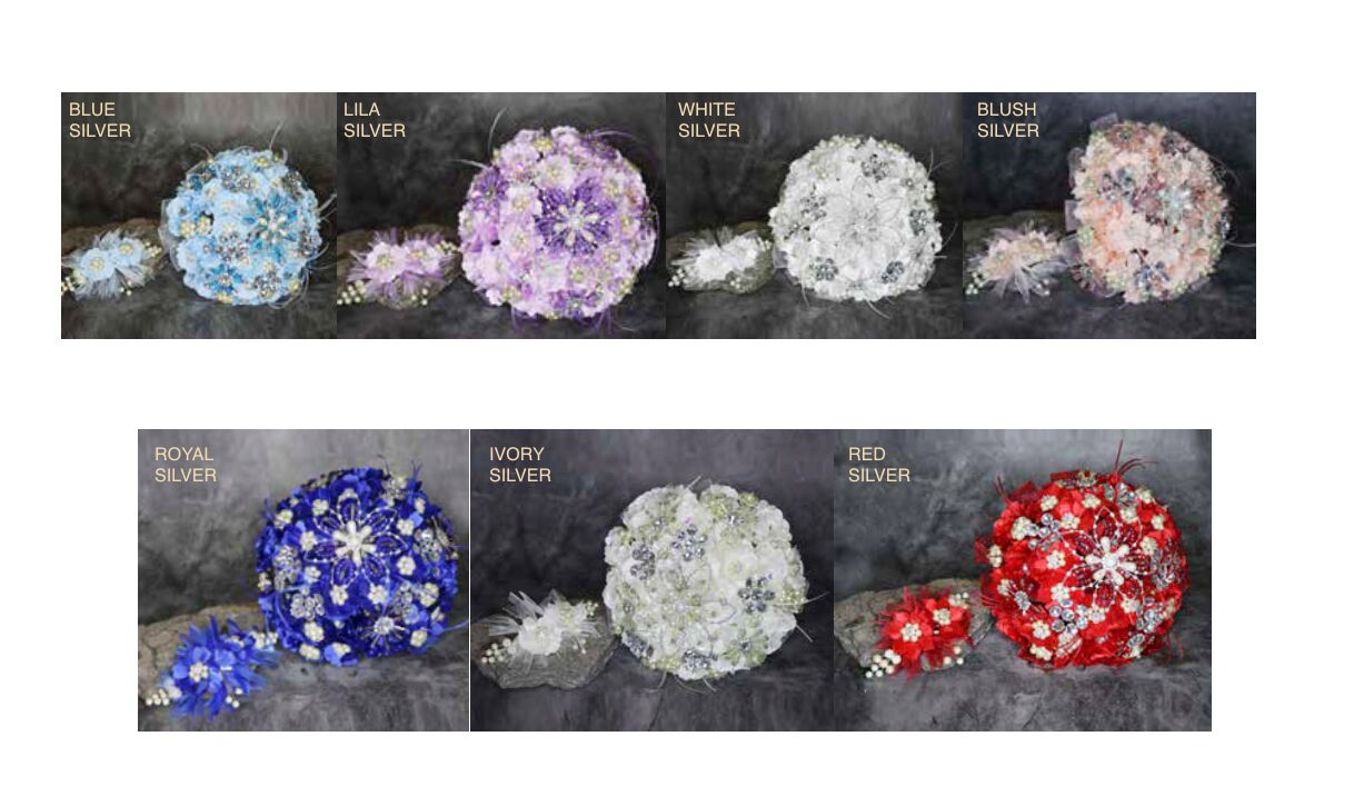 Quinceanera Flower Bouquet Embellished with Crystals and Brooches for Quinceanera394