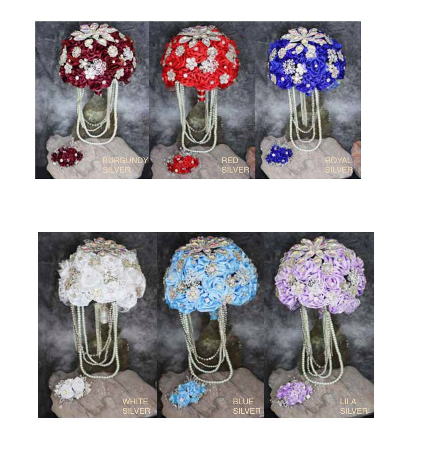 Quinceanera Flower Bouquet Embellished with Crystals and Brooches for Quinceanera330