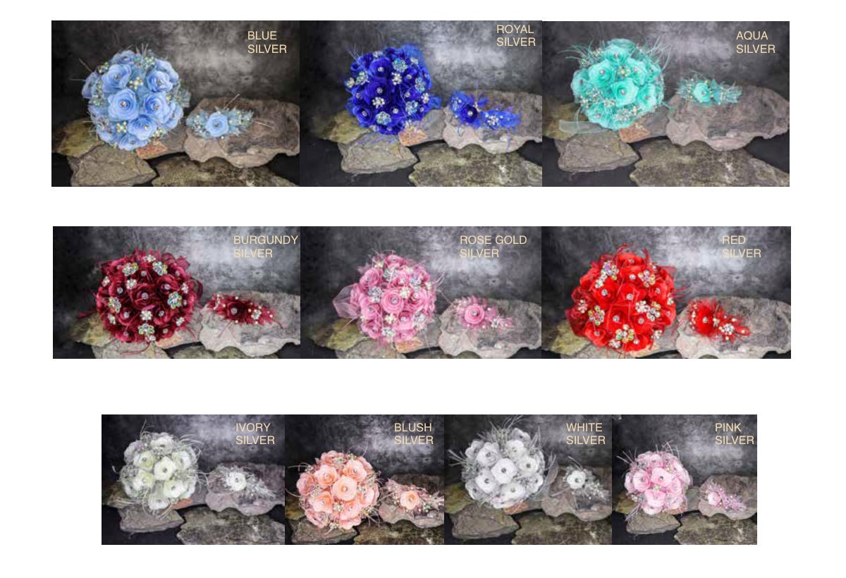 Quinceanera Flower Bouquet Embellished with Crystals and Brooches for Quinceanera324