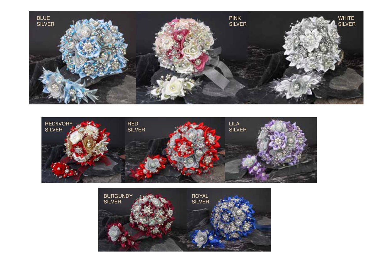 Quinceanera Flower Bouquet Embellished with Crystals and Brooches for Quinceanera143