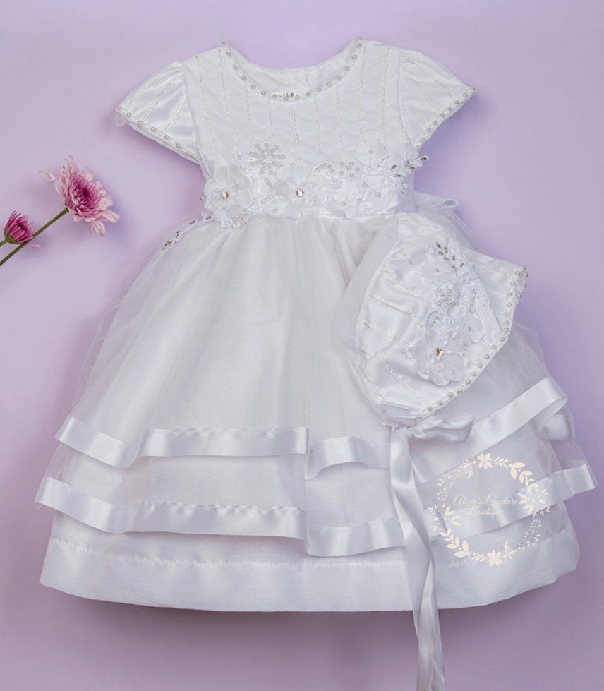 Christening Dress, Girls Complete Baptism Outfit Lace Baptism Dress, Lace Baby Girls Dress, Girls Lace Baptism Dresses193