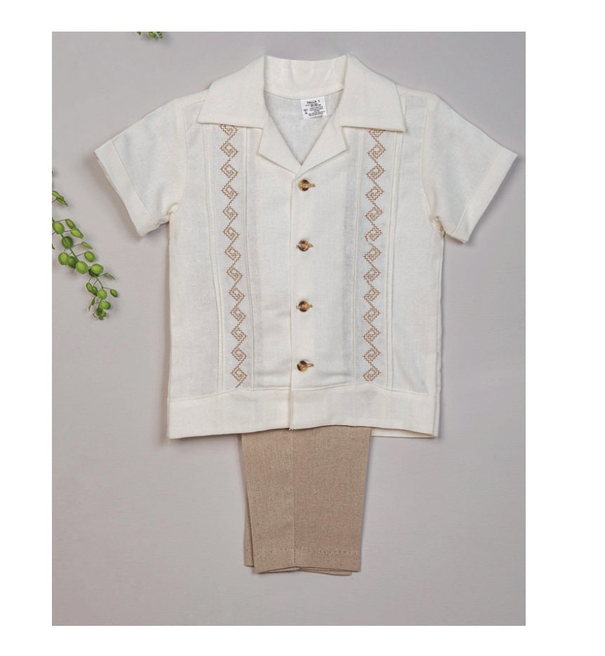 Guayabera Outift Boys Beach Outfit | Shorts and Suspenders and Matching Bow Tie Baptism Boys White Linen Shirt | Baby Boys Easter Outfit54