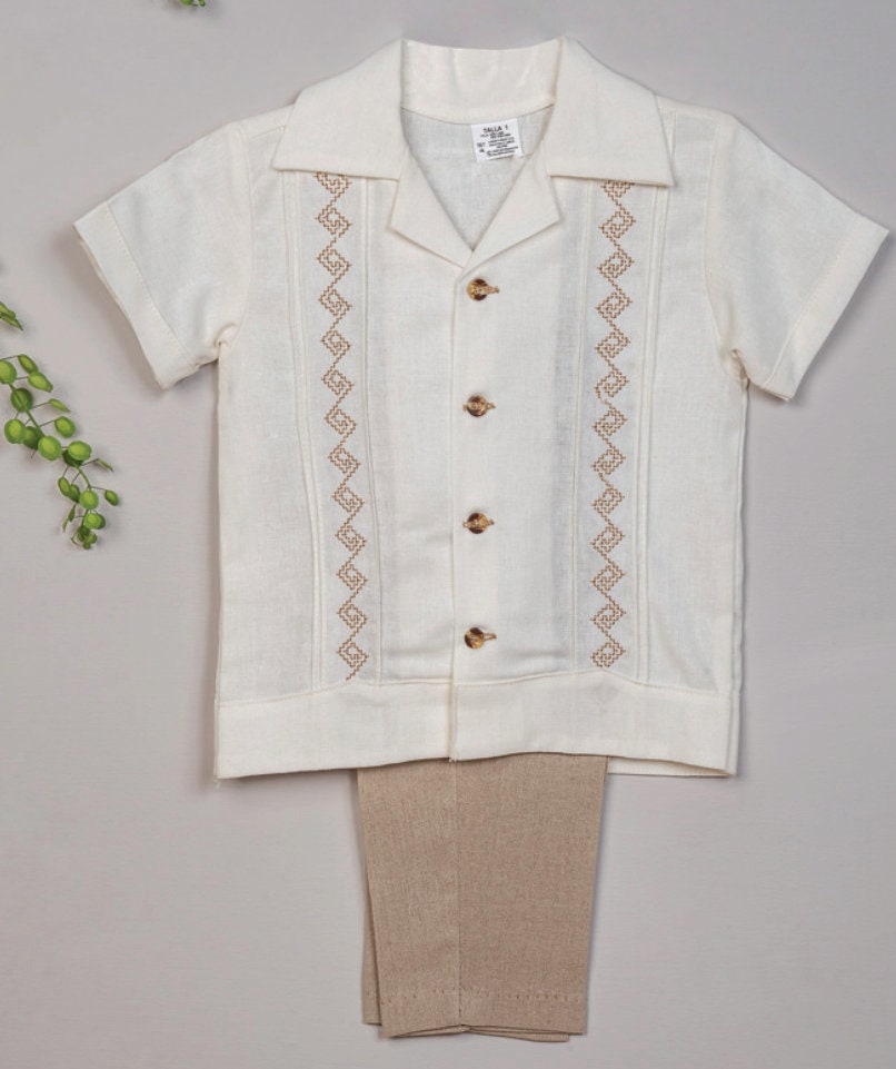 Guayabera Outift Boys Beach Outfit | Shorts and Suspenders and Matching Bow Tie Baptism Boys White Linen Shirt | Baby Boys Easter Outfit54