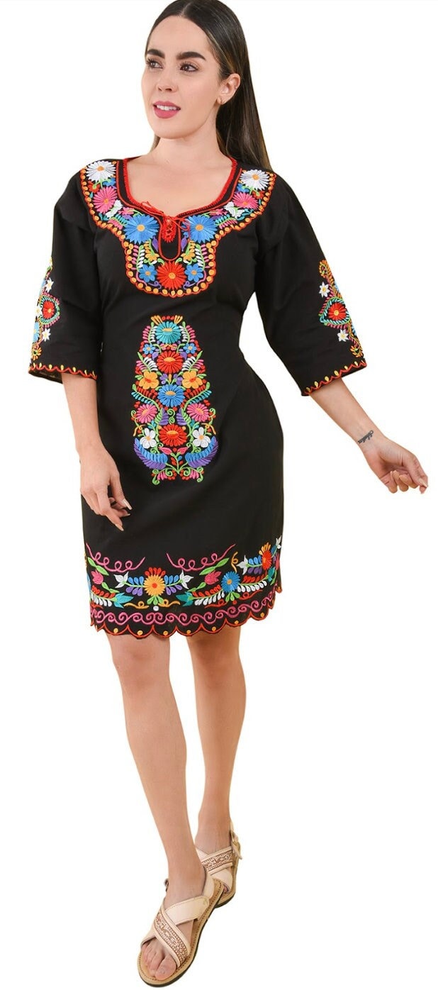 Vestido Mexican con Flores /Mexican Embroidery Dress with Flowers77