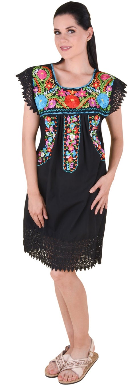 Vestido Mexican con Flores /Mexican Embroidery Dress with Flowers169