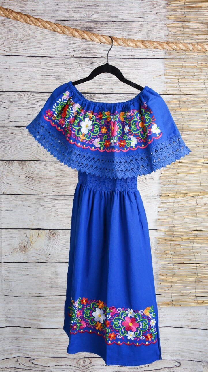 Vestido Mexican con Flores /Mexican Embroidery Dress with Flowers86