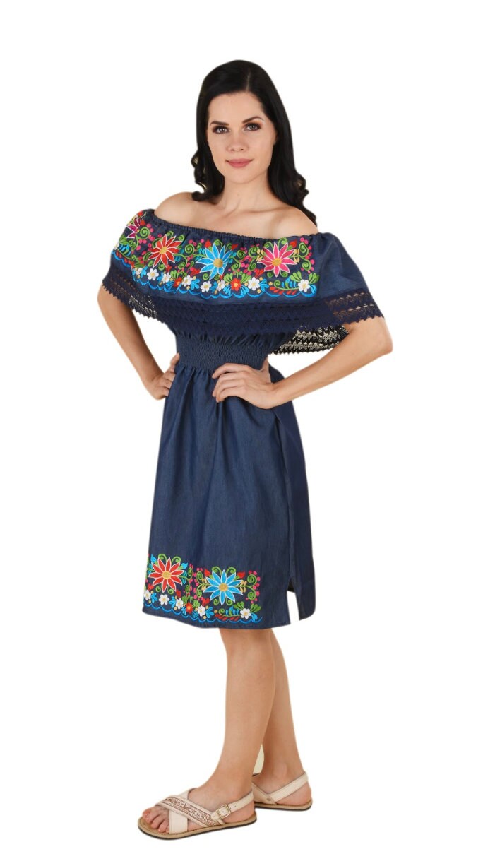 Vestido Mexican con Flores /Mexican Embroidery Dress with Flowers86