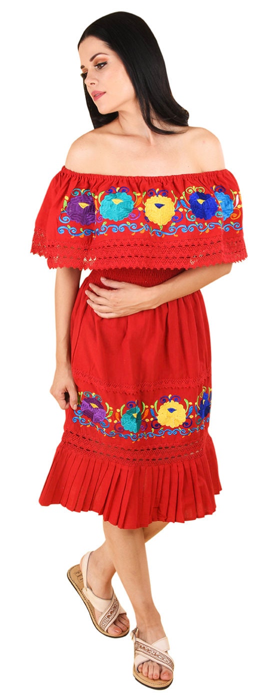 Vestido Mexican con Flores /Mexican Embroidery Dress with Flowers172